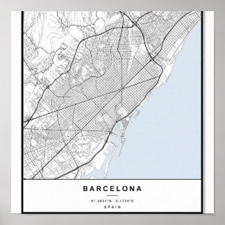 Stadtplan Barcelona Poster | Minimalistische Linie