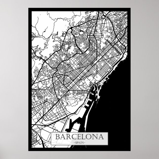 Stadtplan Barcelona Spanien Poster (Vorne)