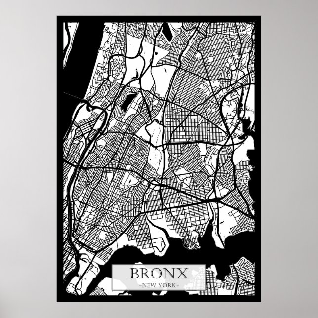 Stadtplan Bronx USA Poster (Vorne)