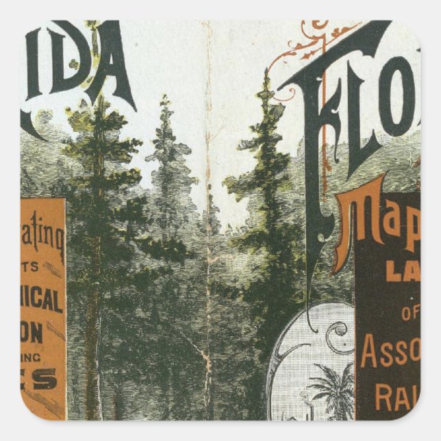 Stadtplan, Florida Quadratischer Aufkleber (Vorderseite)