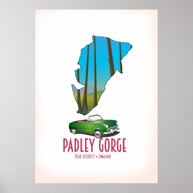 Stadtplan für die Piazza Padley Gorge Poster (Vorne)