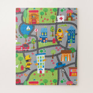 Stadtplan für lustige Kinder Puzzle