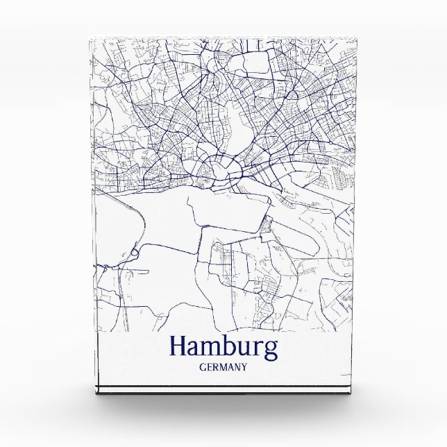 Stadtplan Hamburg - Deutschland - Akrylblock Fotoblock (Vorderseite)