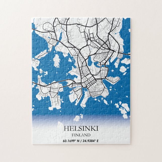 Stadtplan Helsinki Finnland Koordinaten Reise Puzzle (Vertikal)