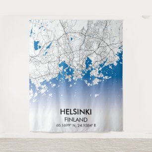 Stadtplan Helsinki Finnland - Reise Wandteppich