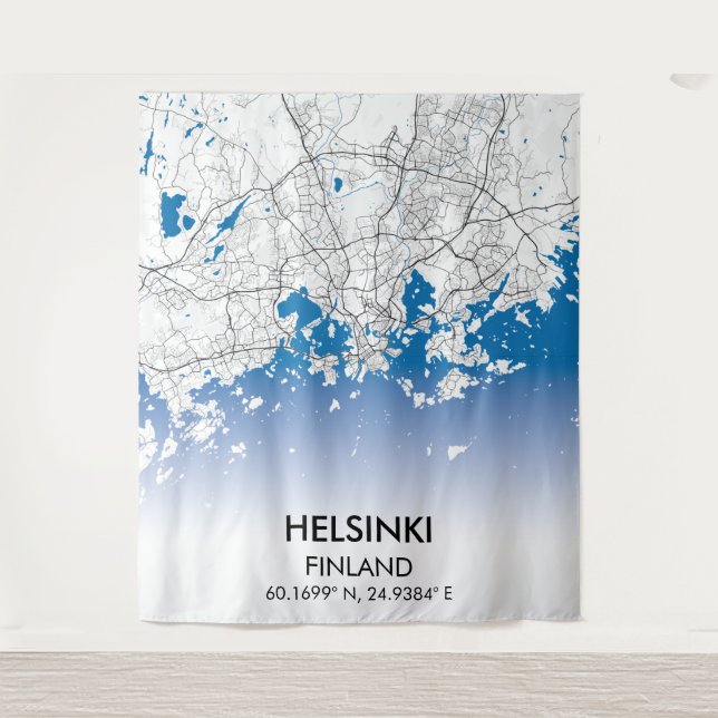 Stadtplan Helsinki Finnland - Reise Wandteppich (Vorderseite)