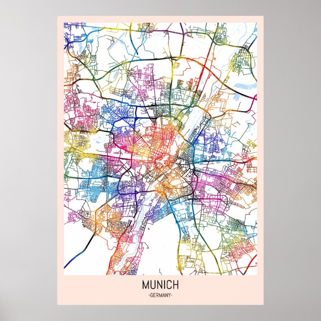 Stadtplan München Deutschland Poster (Vorne)