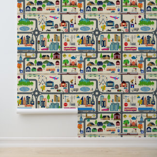 Stadtplan-Muster Tapete