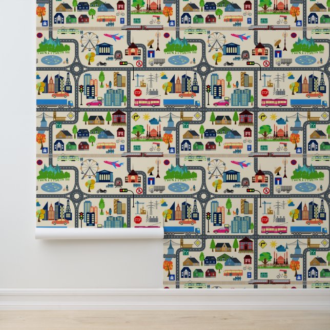 Stadtplan-Muster Tapete (Anwendung)
