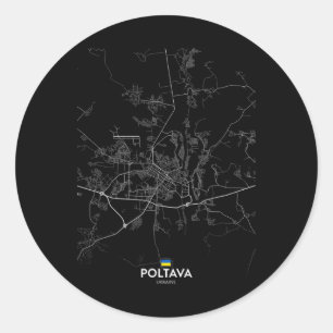 Stadtplan Poltawa Ukraine Reise-Souvenir Heimat Runder Aufkleber