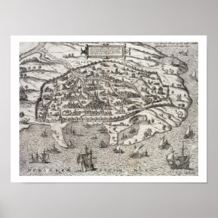 Stadtplan von Alexandria in Ägypten, c.1625 (Gravu Poster