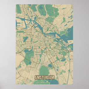 Stadtplan von Amsterdam Poster
