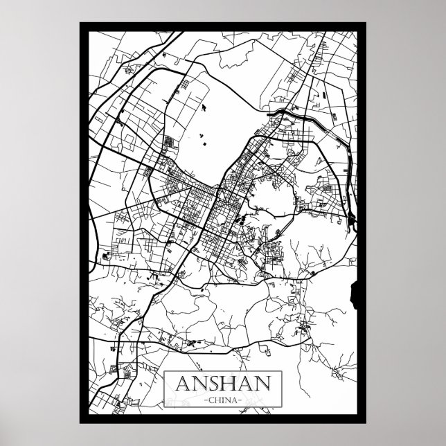 Stadtplan von Anshan China Poster (Vorne)