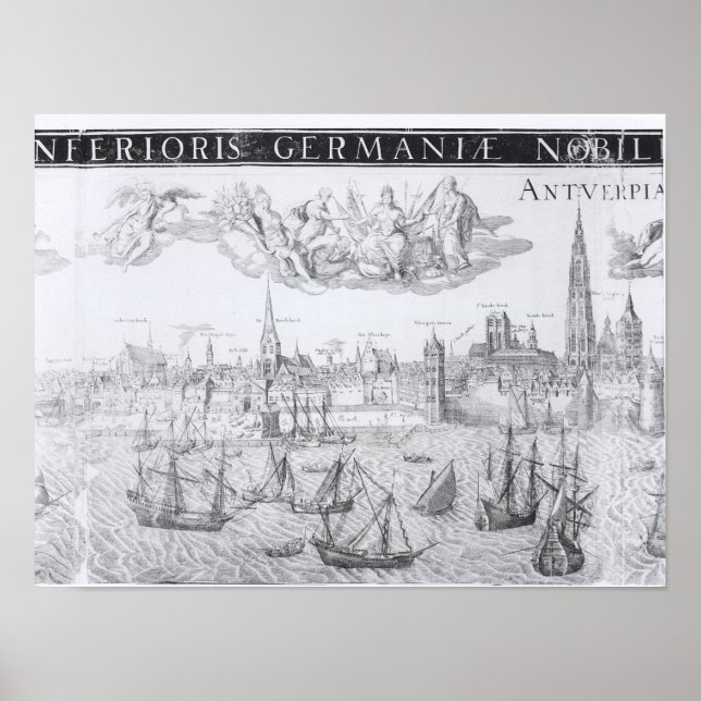 Stadtplan von Antwerpen, 1549 Poster (Vorne)