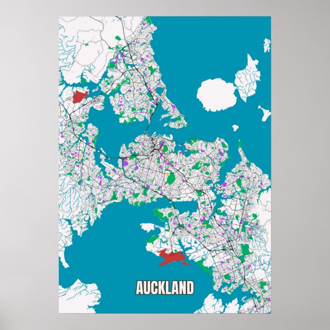Stadtplan von Auckland, Neuseeland Poster (Vorne)
