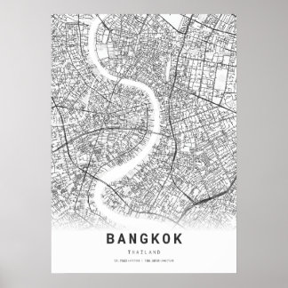 Stadtplan von Bangkok Poster