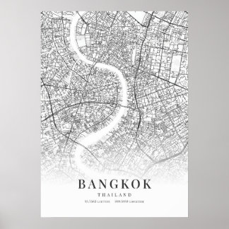 Stadtplan von Bangkok Poster