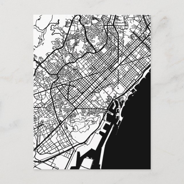 Stadtplan von Barcelona Spanien Postkarte (Vorderseite)