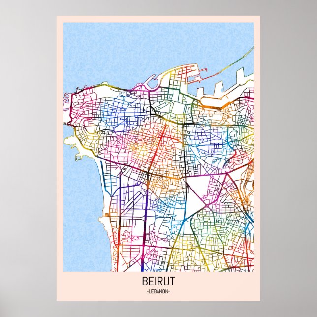 Stadtplan von Beirut Poster (Vorne)