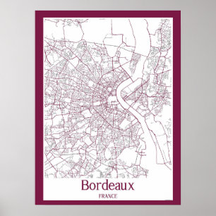 Stadtplan von Bordeaux Frankreich Poster