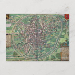 Stadtplan von Brüssel, von "Civitates Orbis Terra Postkarte