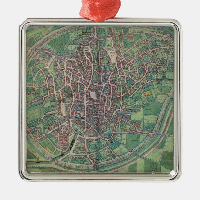 Stadtplan von Brüssel, von 'Civitates Orbis Terra Silbernes Ornament (Vorne)