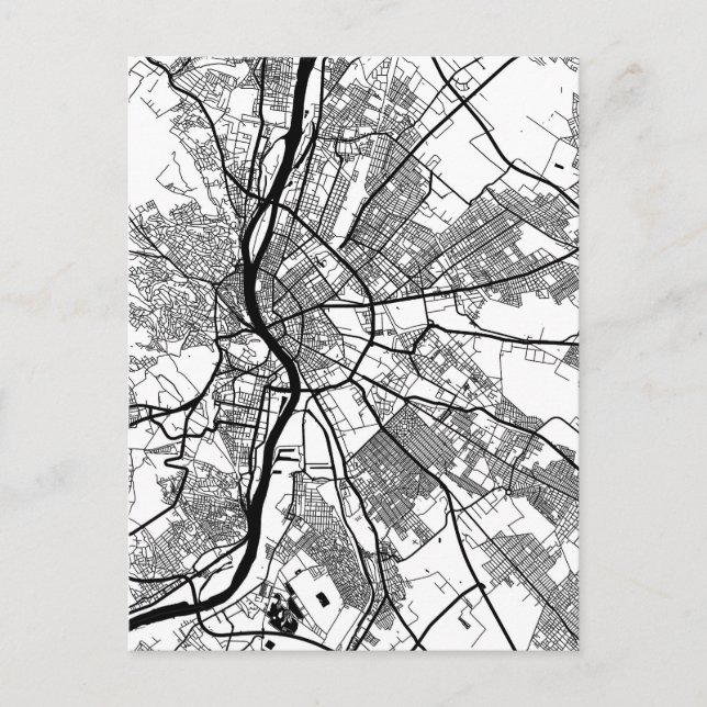 Stadtplan von Budapest Ungarn Postkarte (Vorderseite)