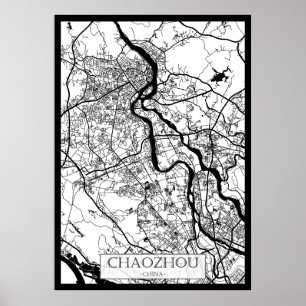 Stadtplan von Chaozhou, China Poster