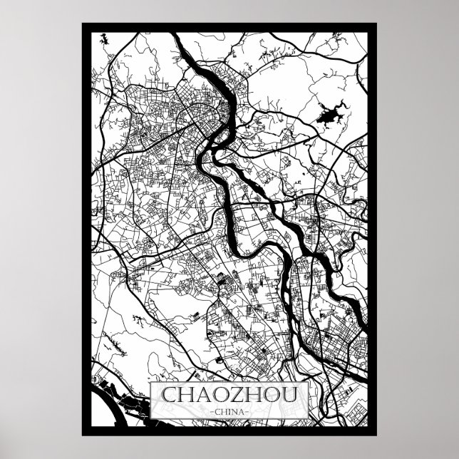 Stadtplan von Chaozhou, China Poster (Vorne)