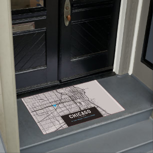 Stadtplan von Chicago + Zuhause-Position markieren Fußmatte
