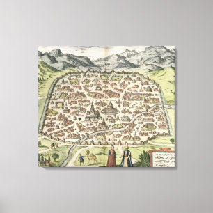 Stadtplan von Damaskus, Syrien, 1620 (Gravieren) Leinwanddruck