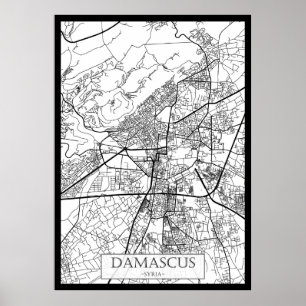 Stadtplan von Damaskus Syrien Poster