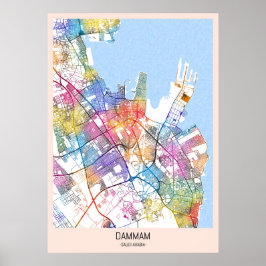 Stadtplan von Dammam Saudi-Arabien Poster