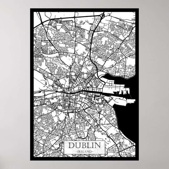 Stadtplan von Dublin Irland Poster (Vorne)