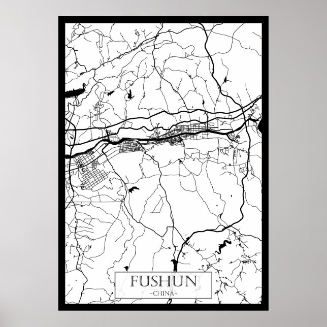 Stadtplan von Fushun China Poster (Vorne)
