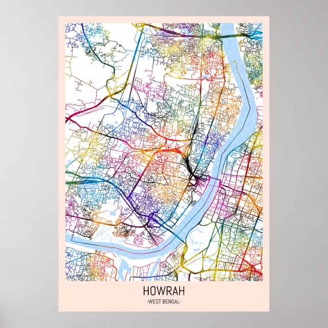 Stadtplan von Howrah Westbengalen Poster (Vorne)