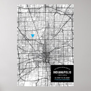 Stadtplan von Indianapolis + Ort markieren Poster