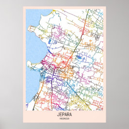 Stadtplan von Jepara Indonesien Poster