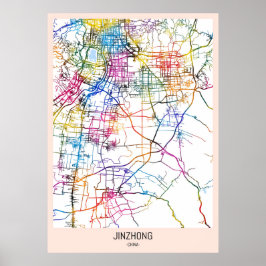 Stadtplan von Jinzhong, China Poster