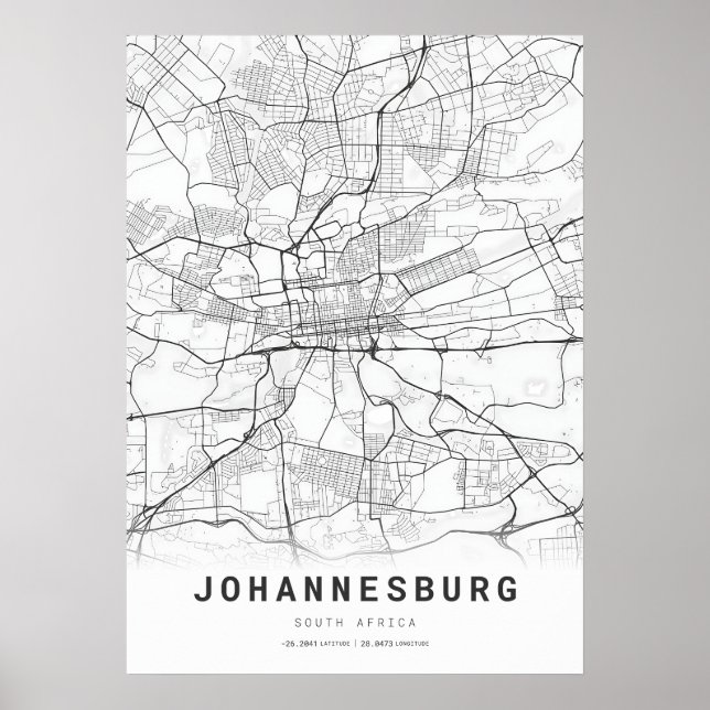 Stadtplan von Johannesburg Poster (Vorne)