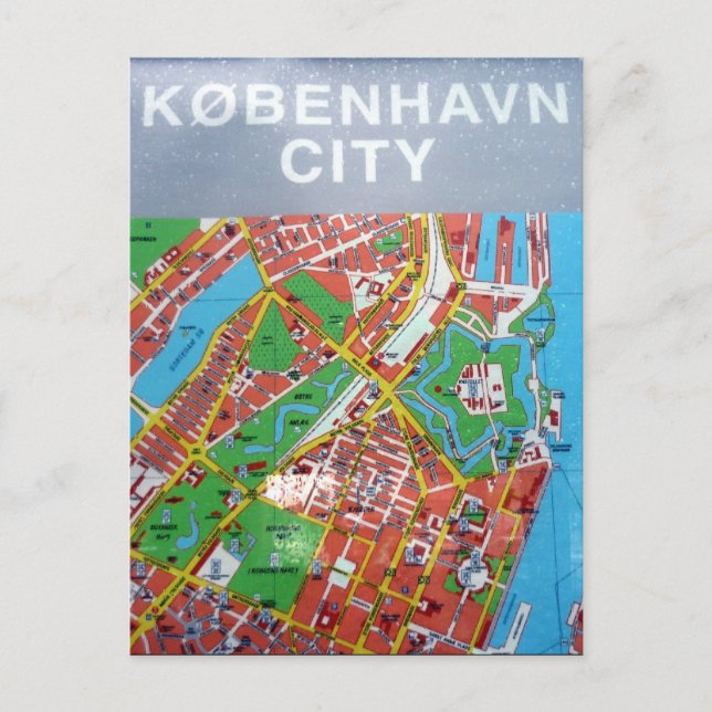 Stadtplan von København Postkarte (Vorderseite)
