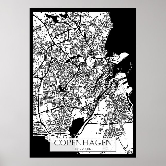 Stadtplan von Kopenhagen Dänemark Poster (Vorne)
