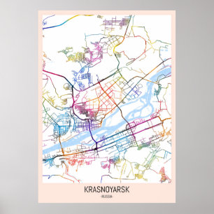 Stadtplan von Krasnoyarsk, Russland Poster