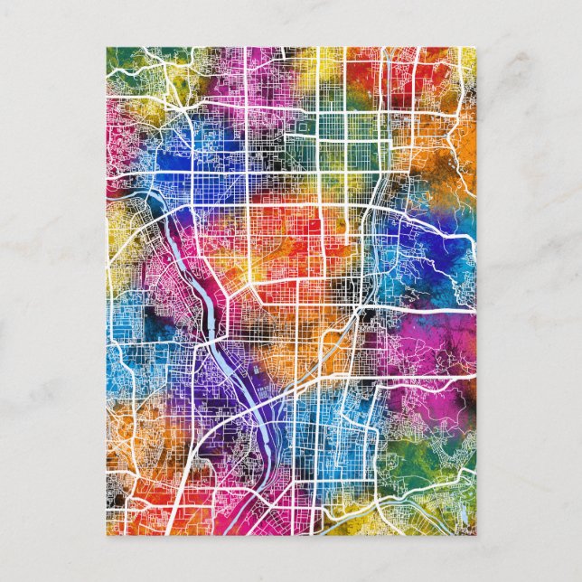 Stadtplan von Kyoto Postkarte (Vorderseite)