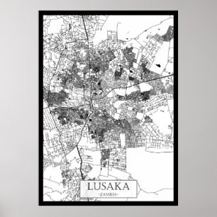 Stadtplan von Lusaka Sambia Poster