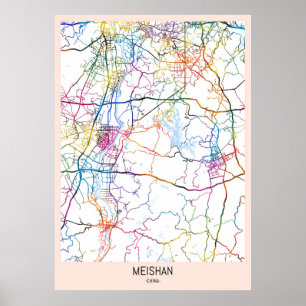 Stadtplan von Meishan, China Poster