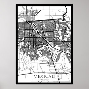 Stadtplan von Mexicali Mexico City Poster