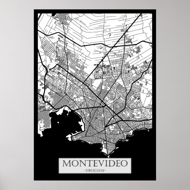 Stadtplan von Montevideo Uruguay Poster (Vorne)