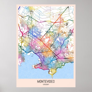 Stadtplan von Montevideo Uruguay Poster