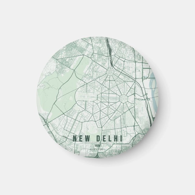 Stadtplan von Neu-Delhi, Indien Magnet (Vorne)